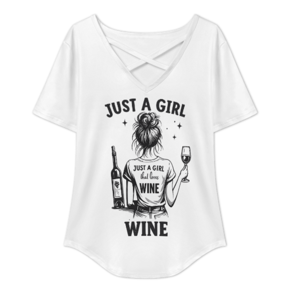Just A Girl Who Loves Wine Graphic Tee – Funny Wine Lover Shirt for Women(z844)