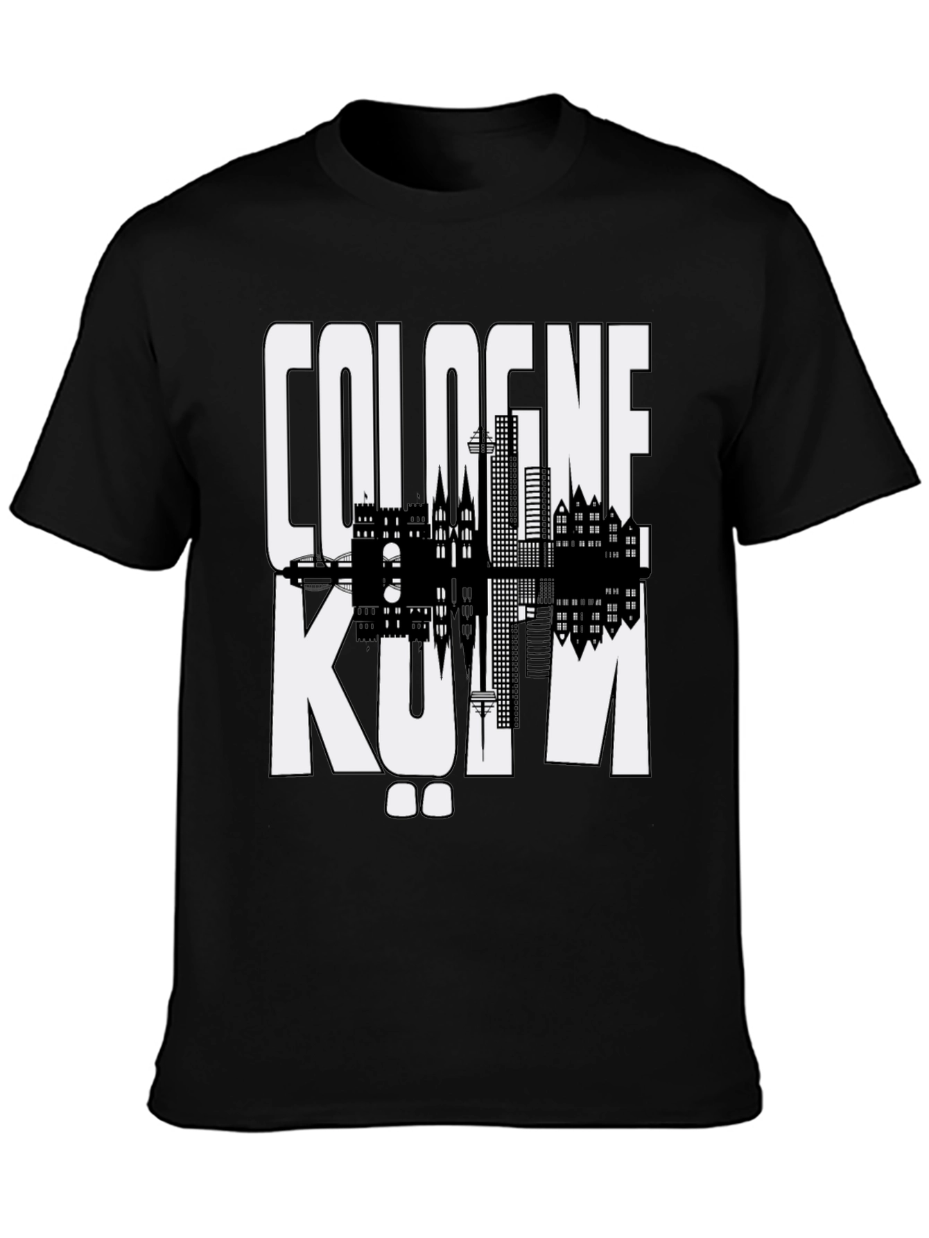 Cologne Skyline Graphic Tee - Black Cotton T-Shirt