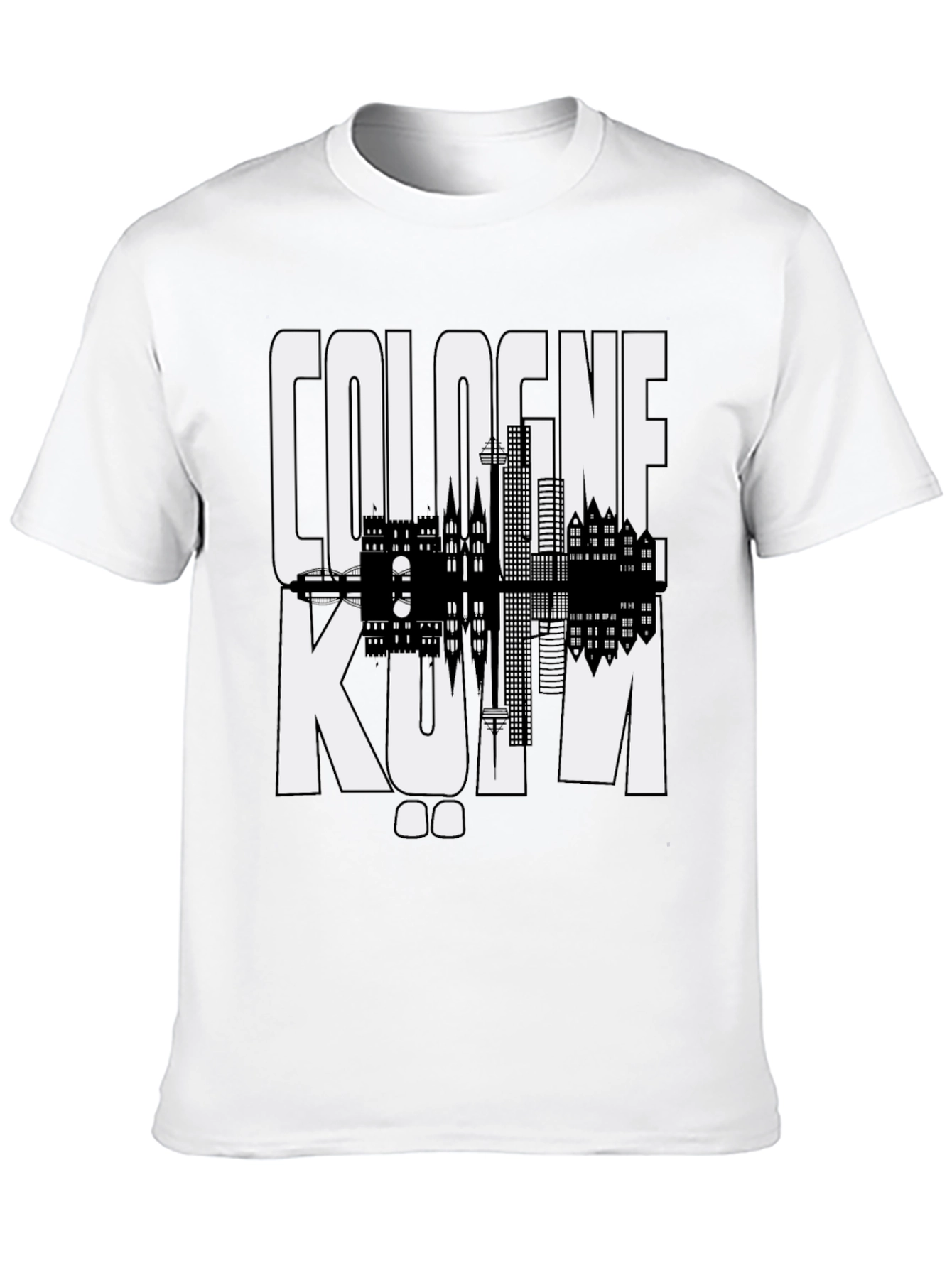 Cologne Skyline Graphic Tee - Black Cotton T-Shirt