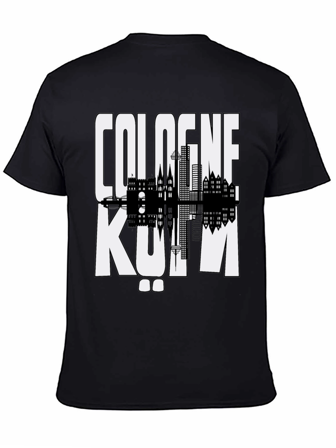 Cologne Skyline Graphic Tee - Black Cotton T-Shirt