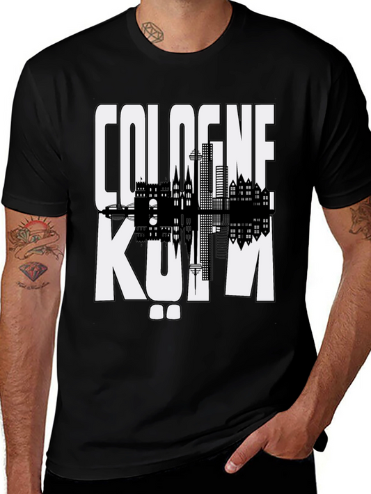 Cologne Skyline Graphic Tee - Black Cotton T-Shirt