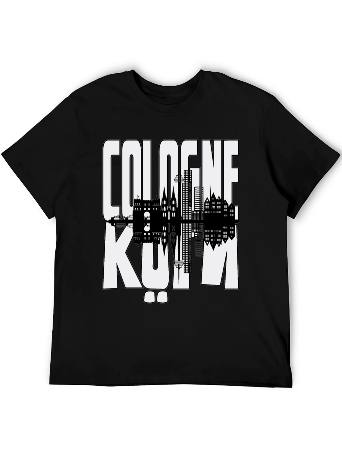 Cologne Skyline Graphic Tee - Black Cotton T-Shirt