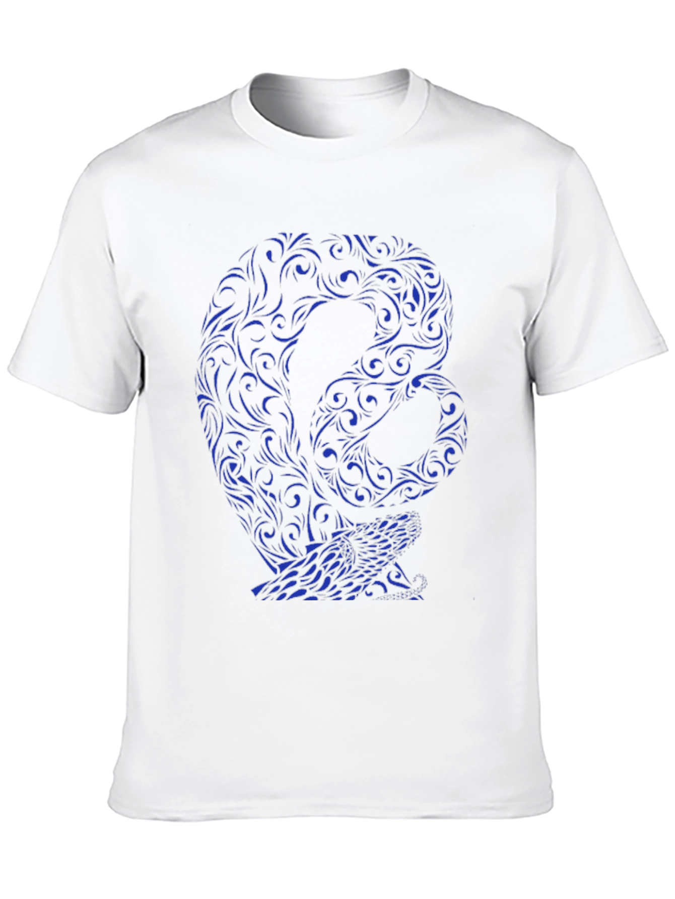 Stylish Black Tee with Blue Snake Design