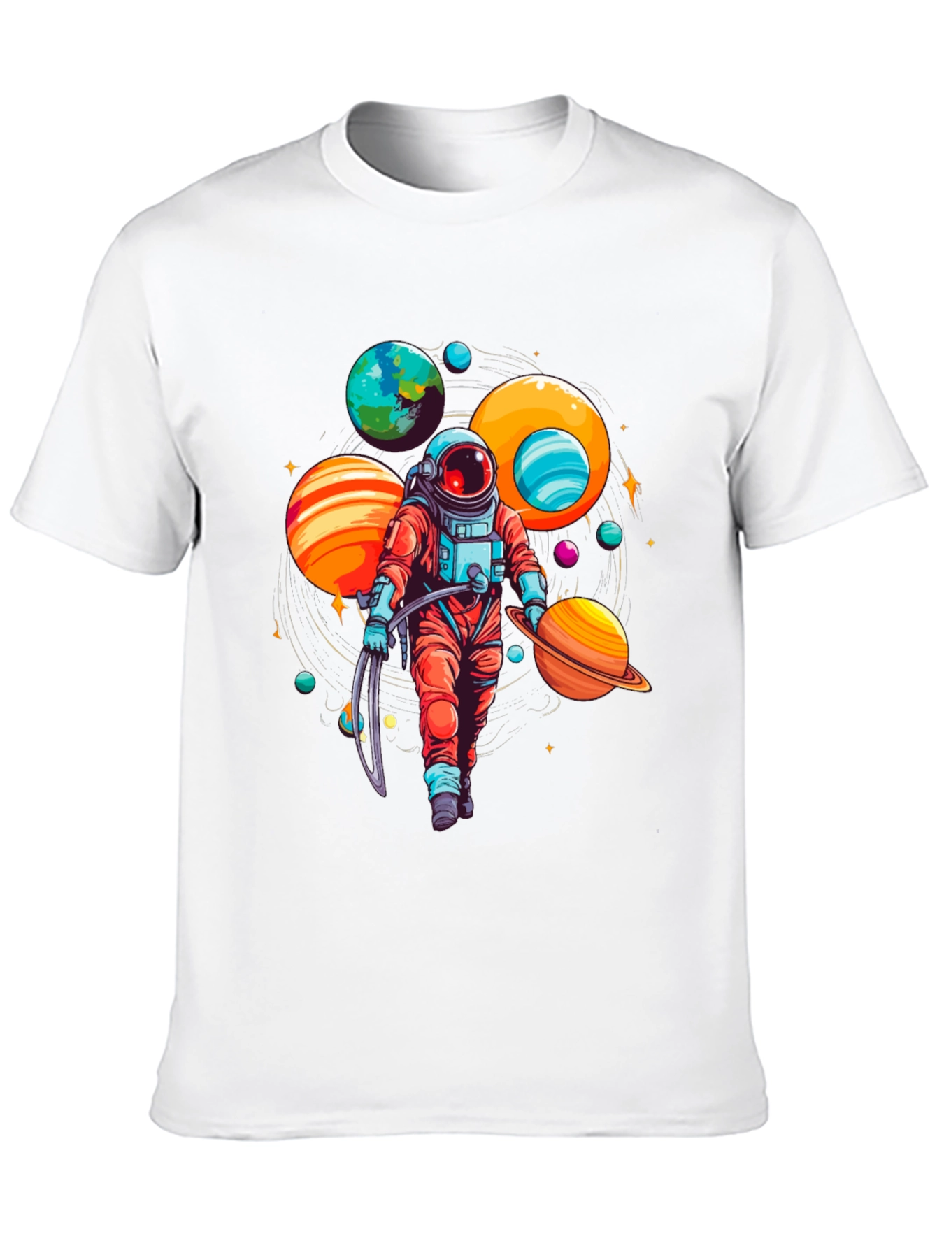 Astronaut Planets Graphic Tee - Space Lover T-Shirt