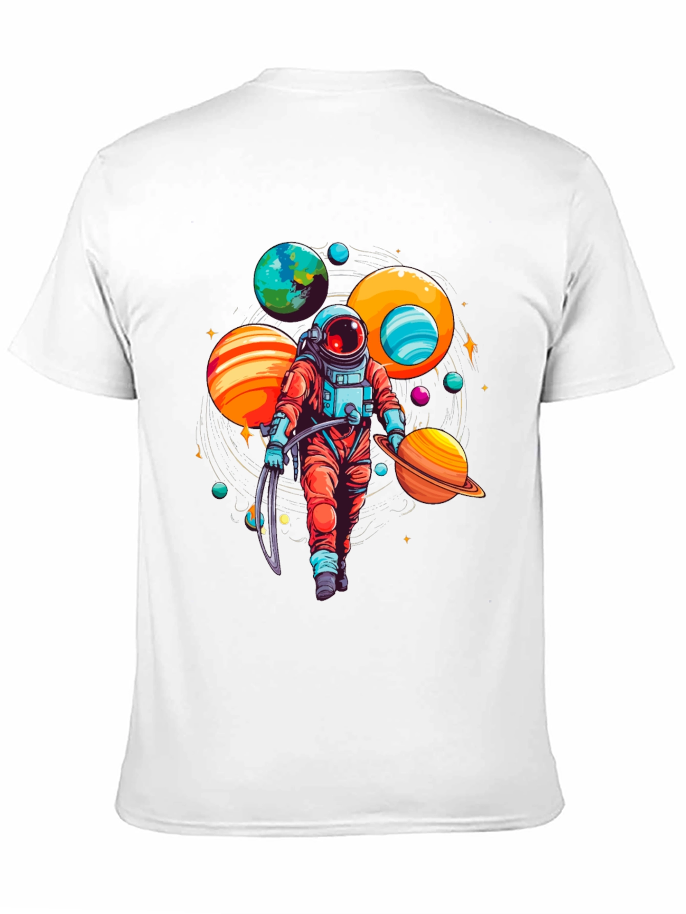 Astronaut Planets Graphic Tee - Space Lover T-Shirt