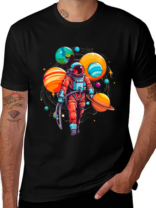 Astronaut Planets Graphic Tee - Space Lover T-Shirt