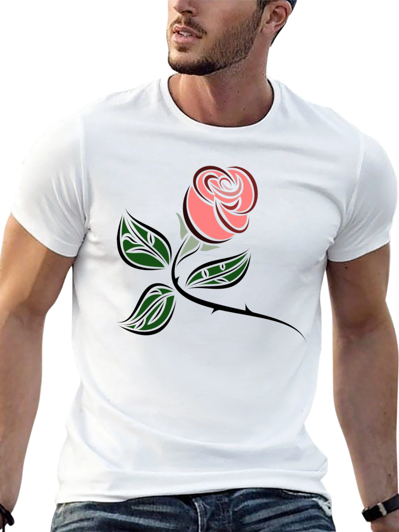Rose Graphic Tee - Black Cotton Comfort