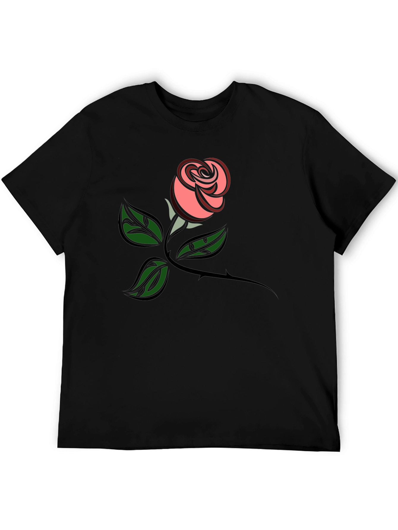 Rose Graphic Tee - Black Cotton Comfort