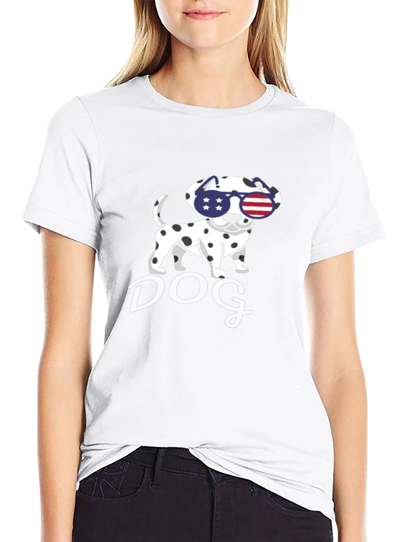 Dog USA Flag Sunglasses T-Shirt