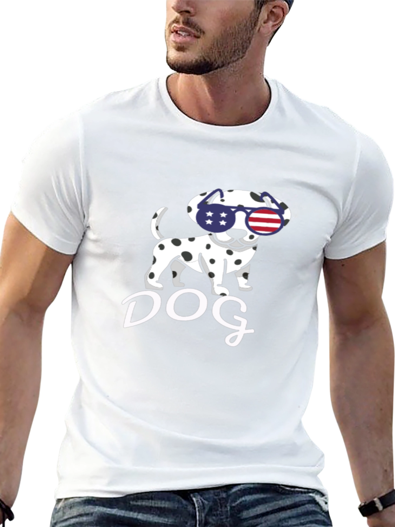 Dog USA Flag Sunglasses T-Shirt
