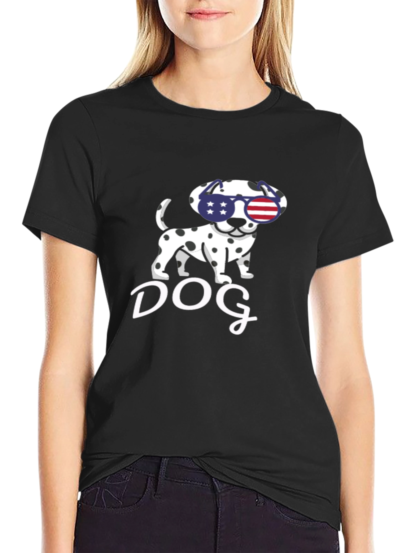 Dog USA Flag Sunglasses T-Shirt
