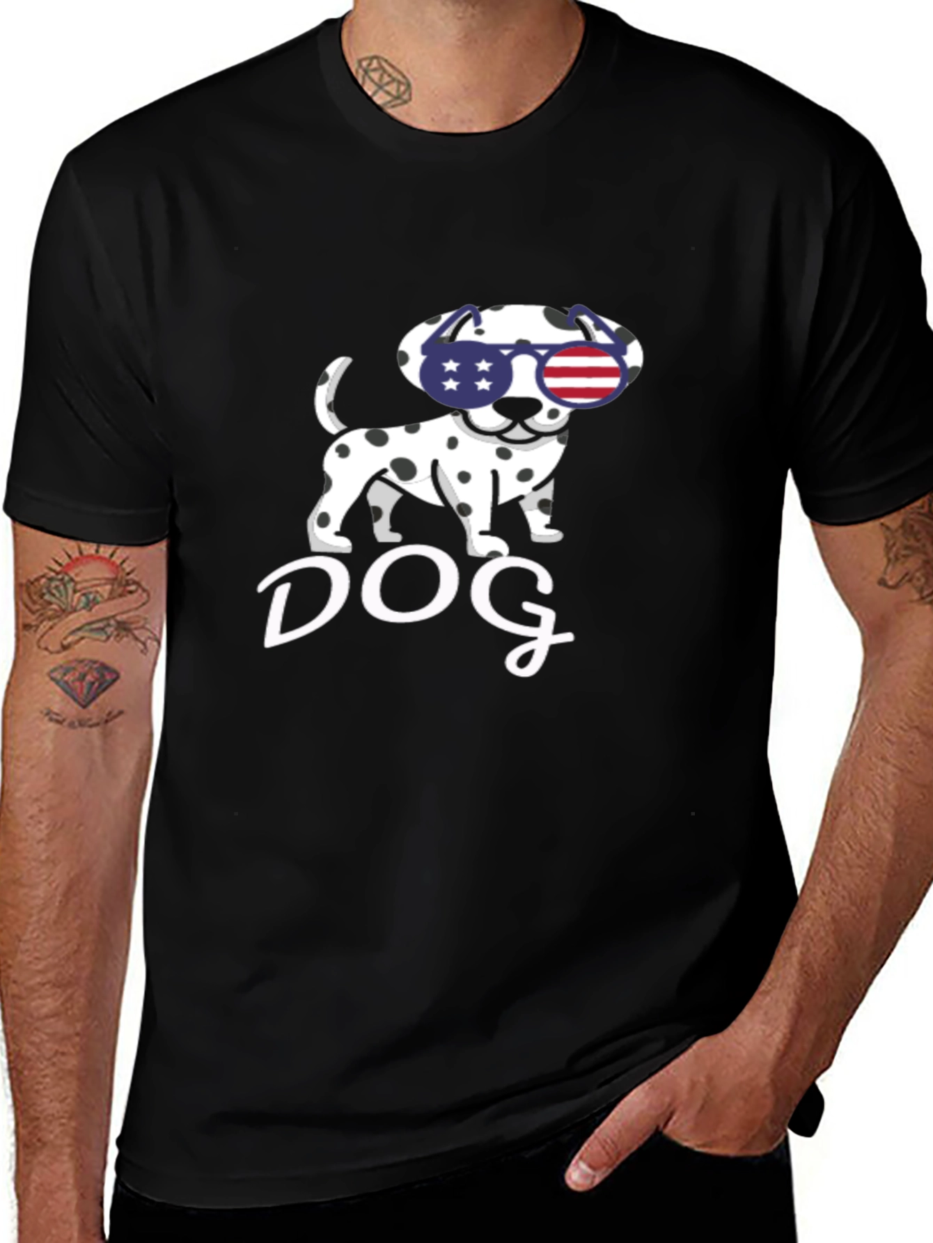 Dog USA Flag Sunglasses T-Shirt