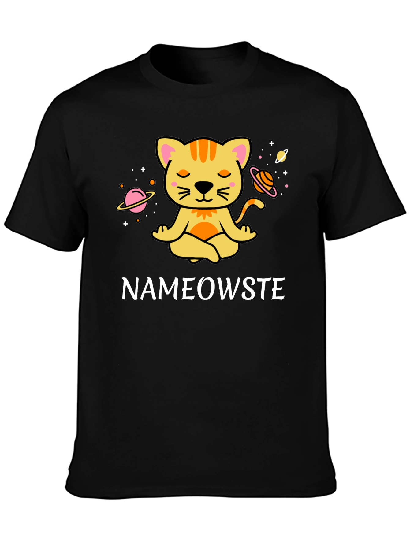 Nameowste Cat Yoga Black T-Shirt