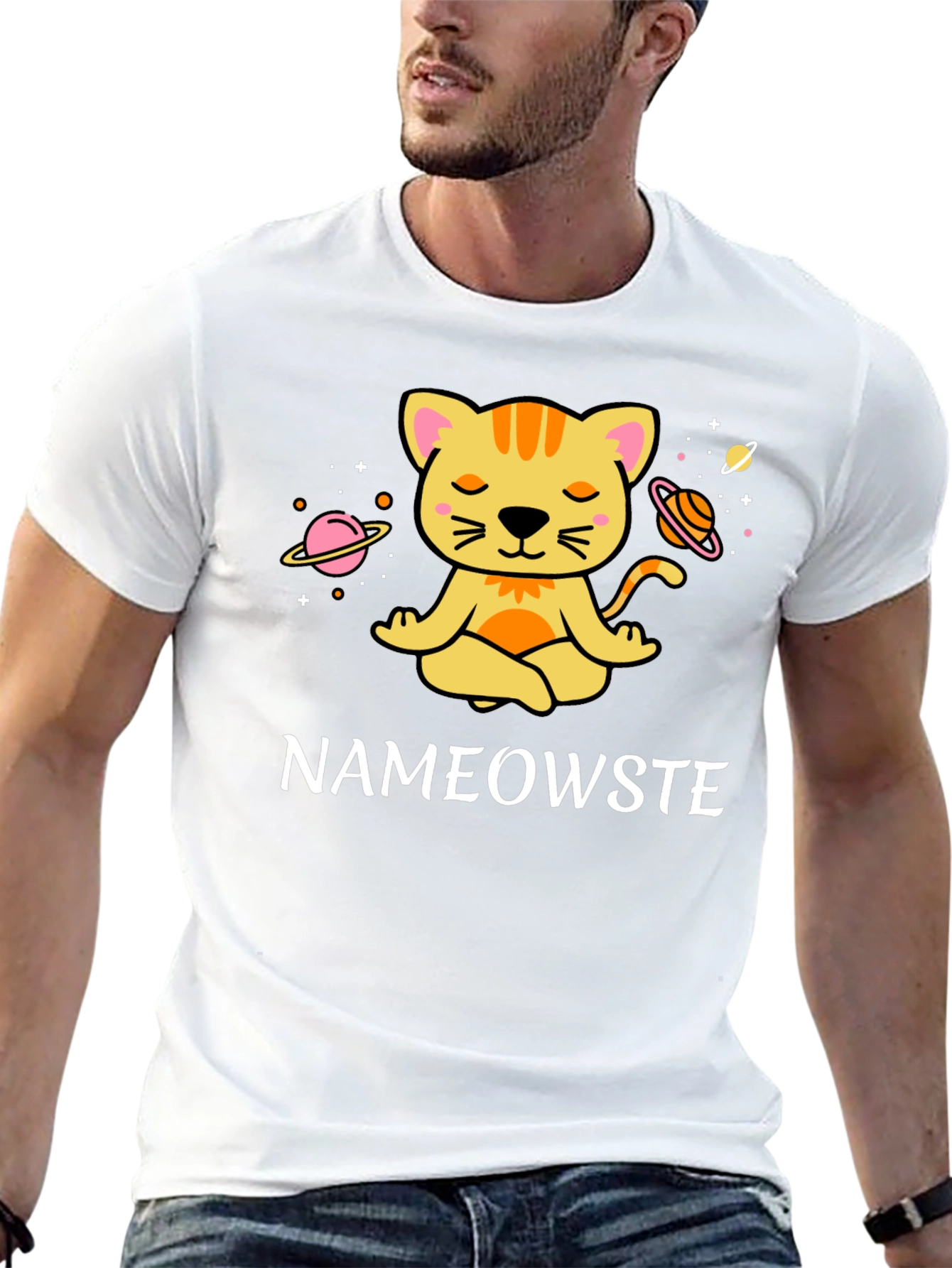 Nameowste Cat Yoga Black T-Shirt