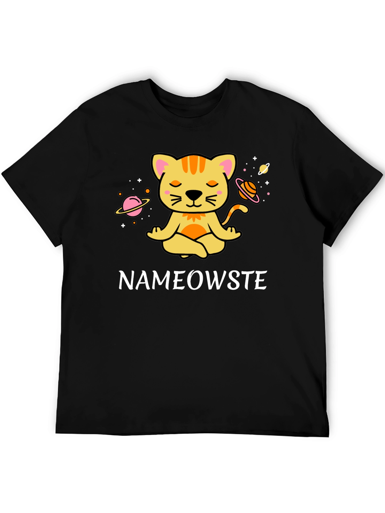 Nameowste Cat Yoga Black T-Shirt