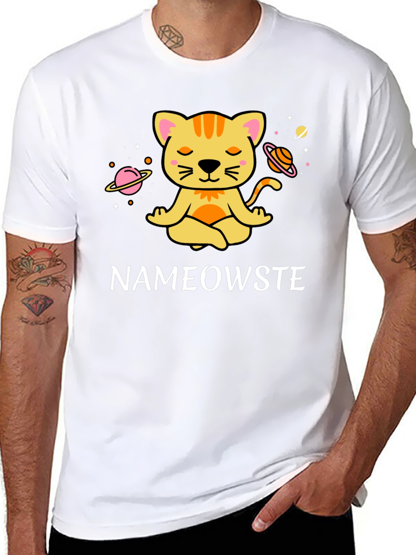 Nameowste Cat Yoga Black T-Shirt