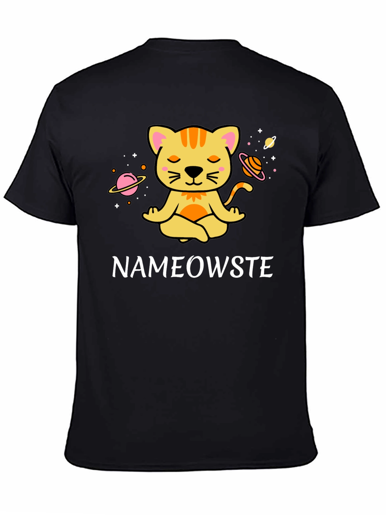 Nameowste Cat Yoga Black T-Shirt