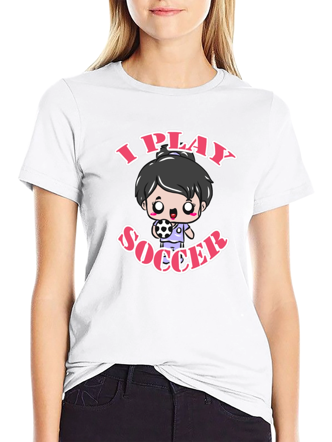 I Play Soccer Black Graphic T-Shirt