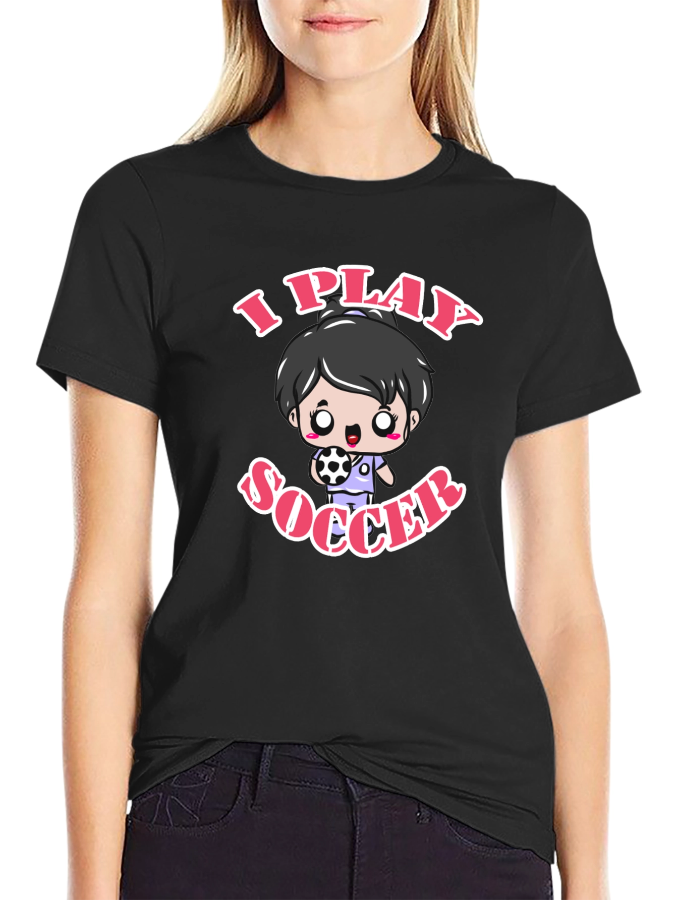 I Play Soccer Black Graphic T-Shirt