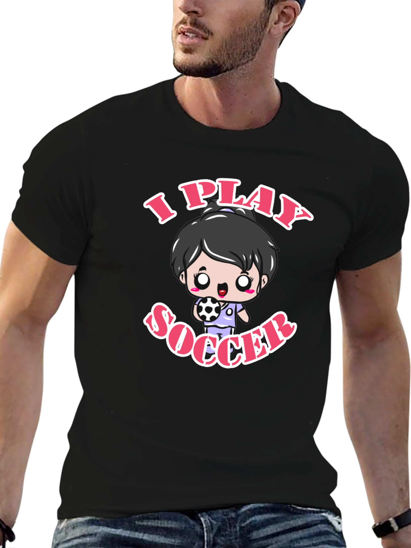 I Play Soccer Black Graphic T-Shirt