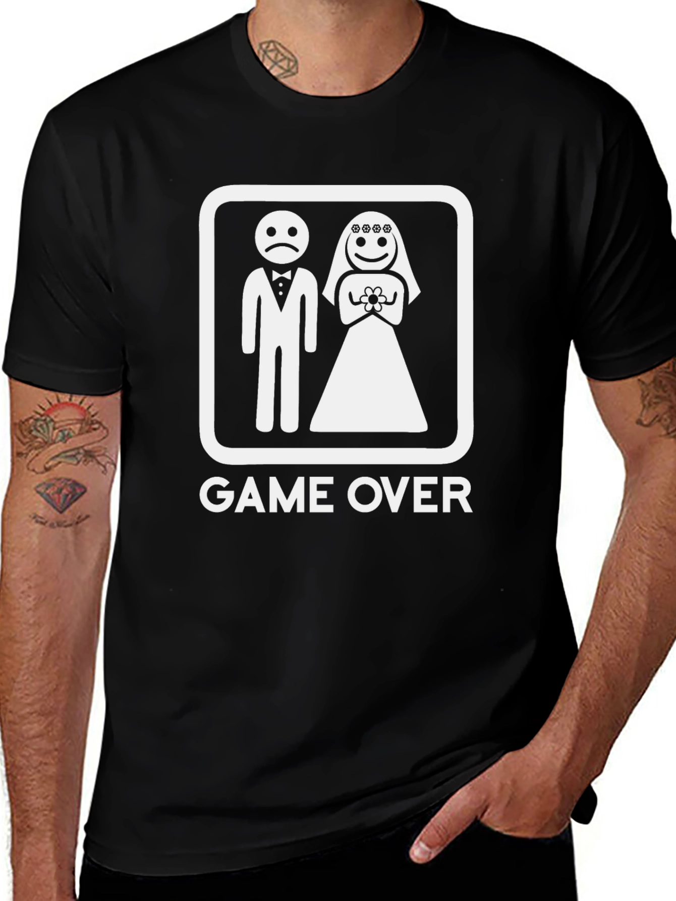 Game Over Groom Bride Humor Graphic Tee