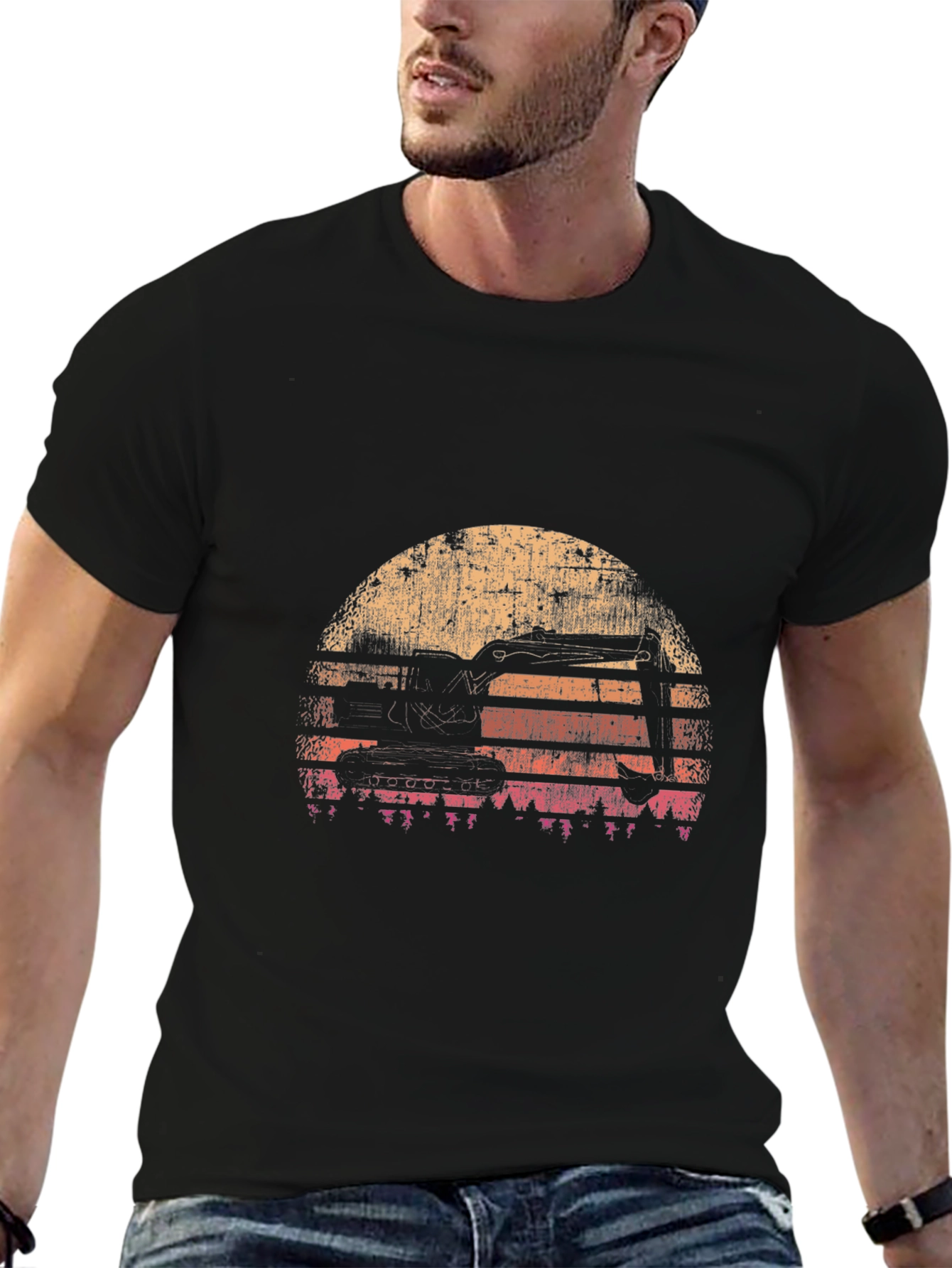 Retro Excavator Silhouette T-Shirt
