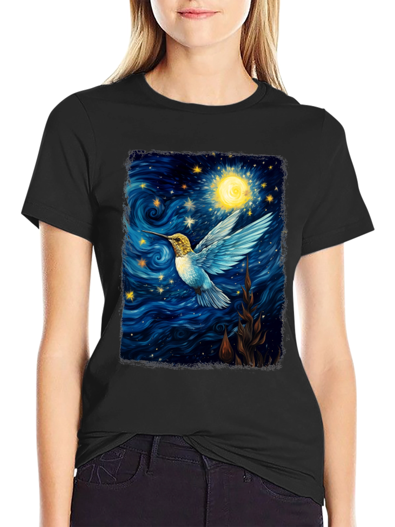 Starry Night Hummingbird Graphic Tee