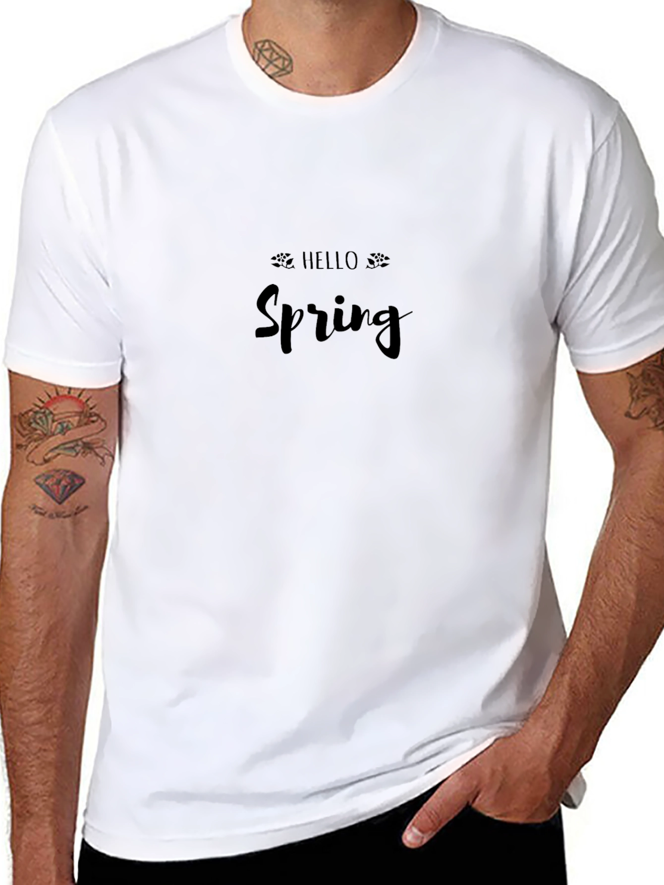Hello Spring Black Graphic Tee