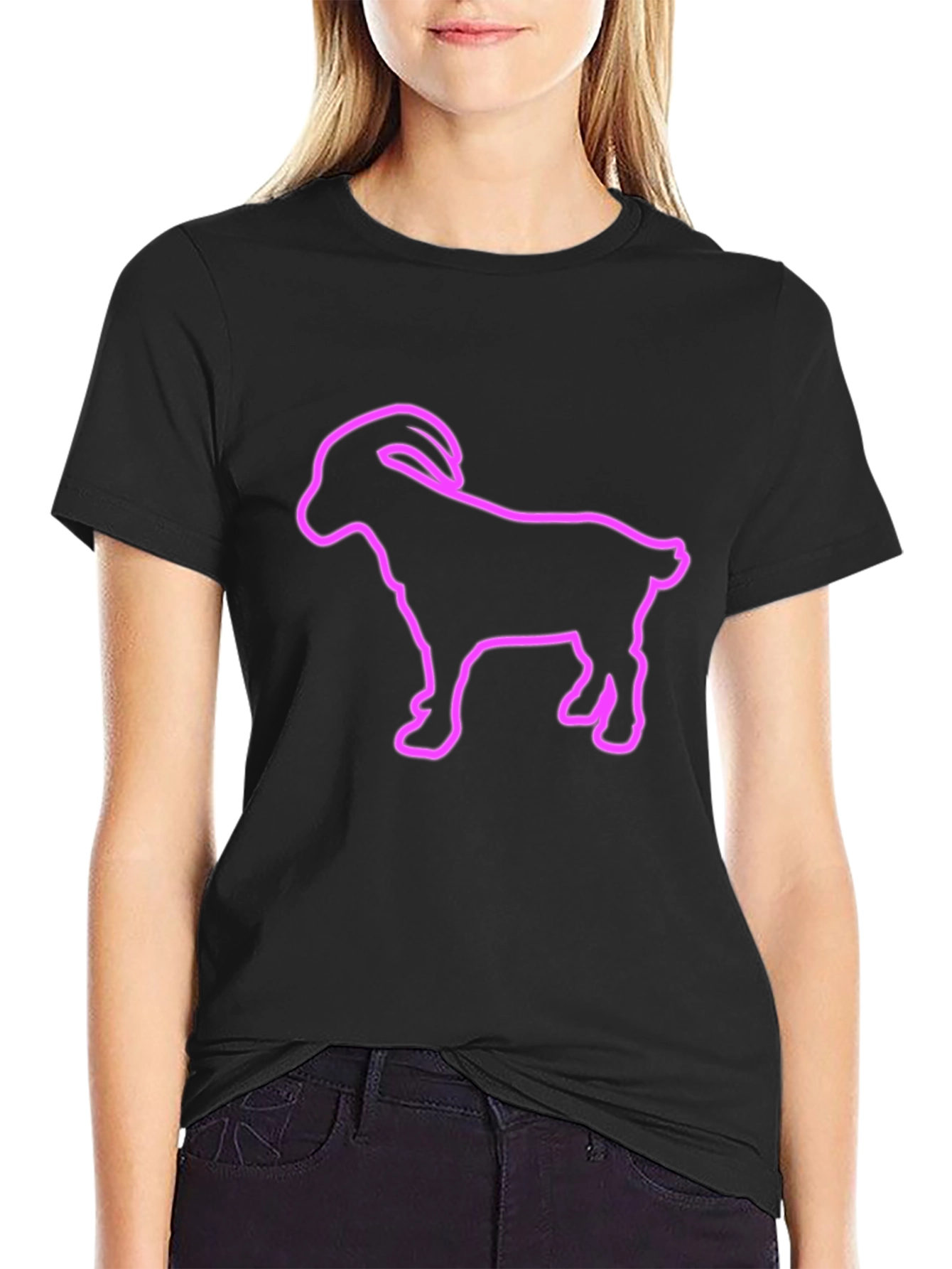 Goat Outline Graphic T-Shirt