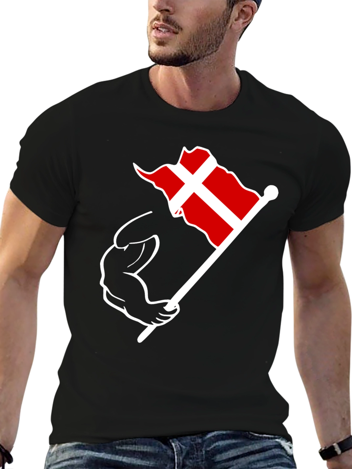 Denmark Flag Muscle T-Shirt