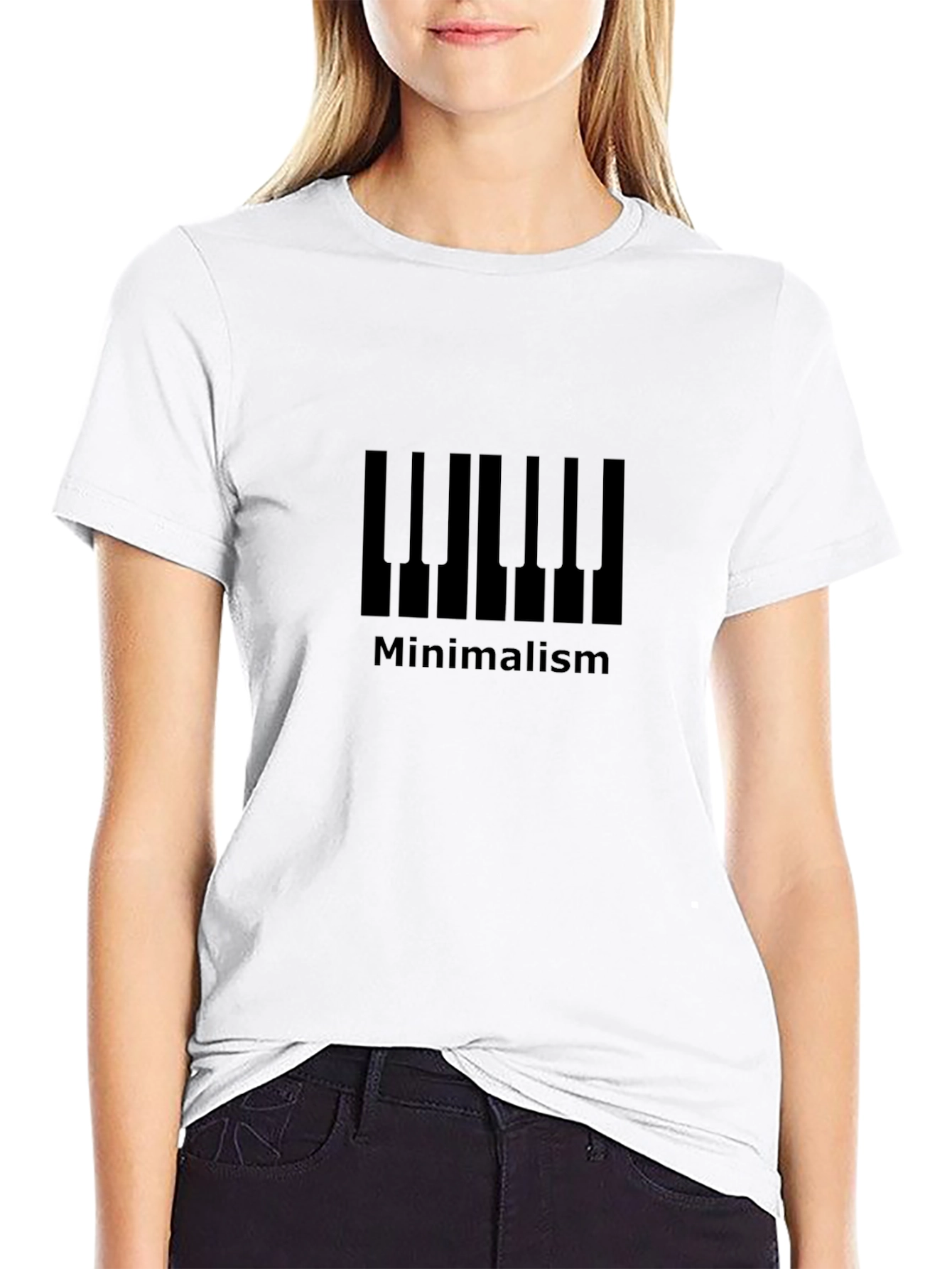 Minimalist Piano Keys Black T-Shirt