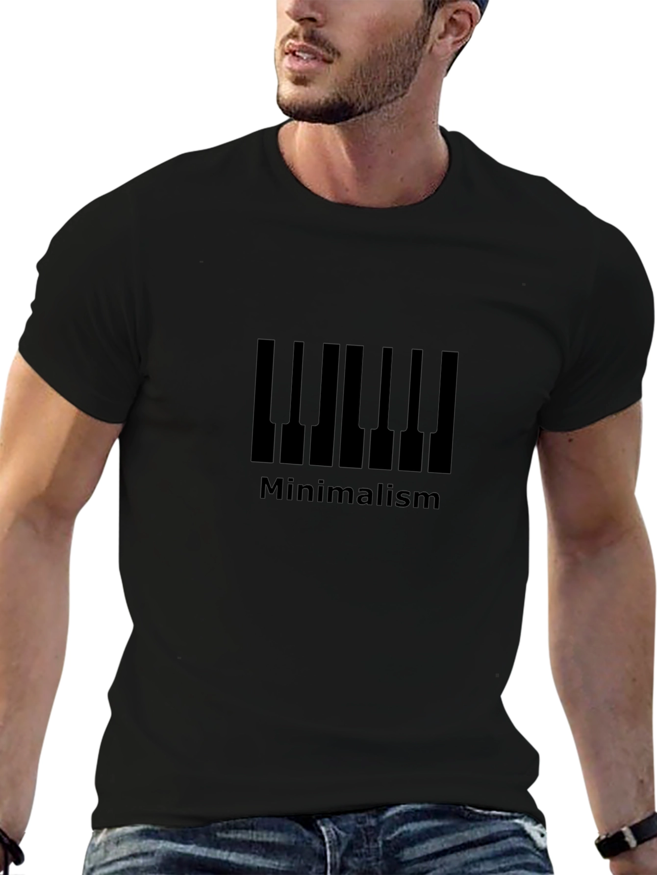 Minimalist Piano Keys Black T-Shirt