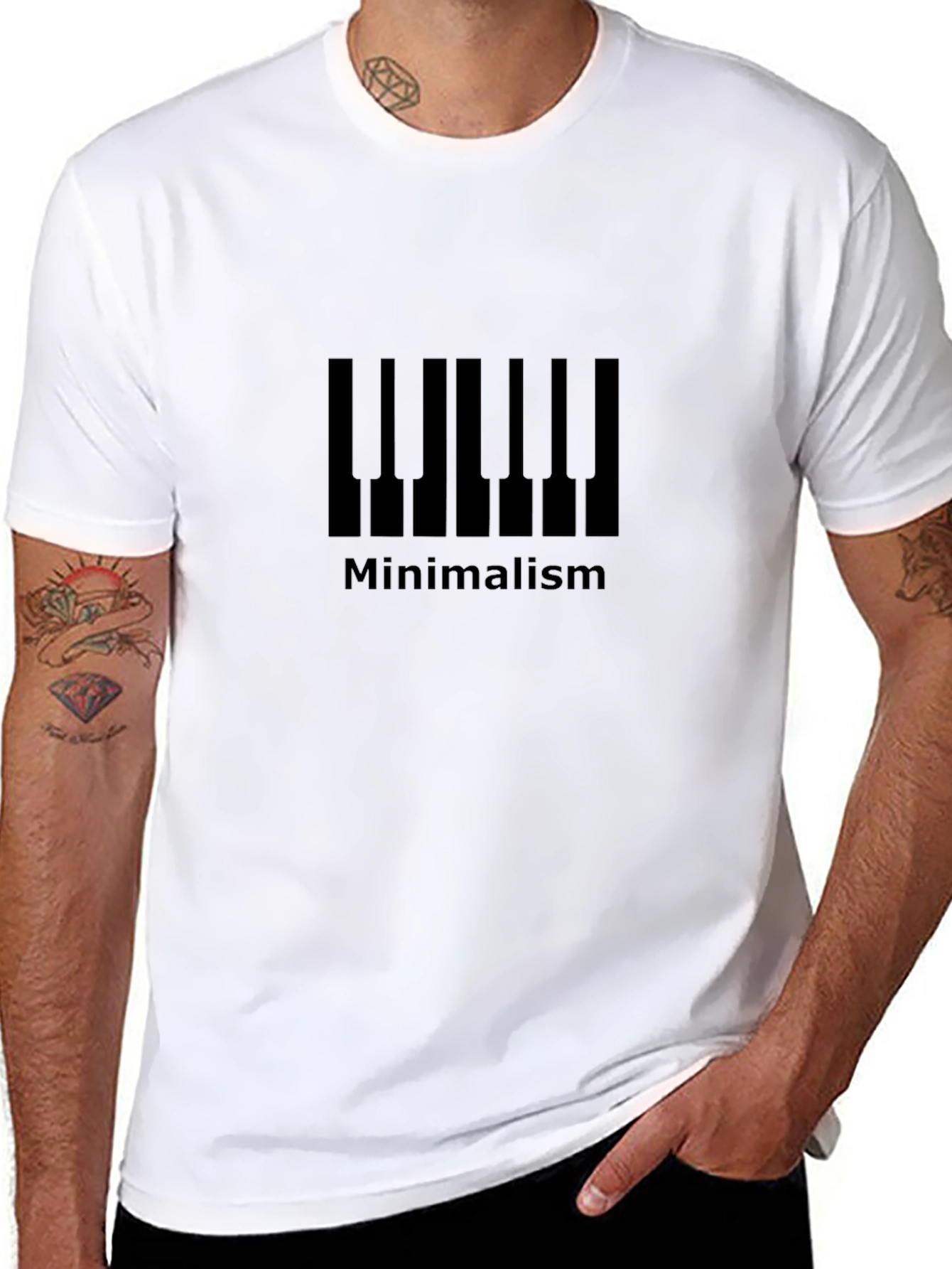 Minimalist Piano Keys Black T-Shirt