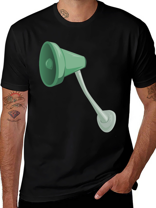 Black Tee with Cartoon Lamp Graphic