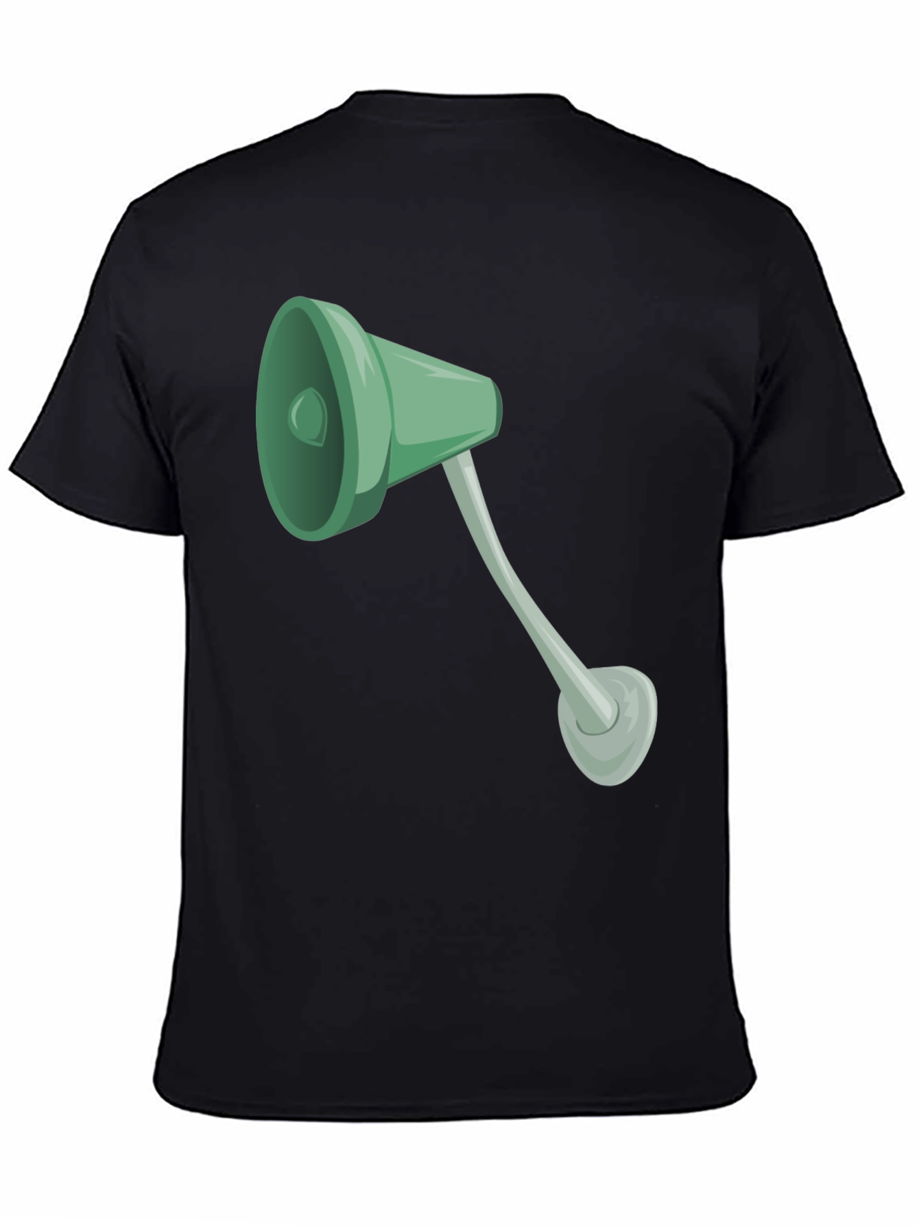 Black Tee with Cartoon Lamp Graphic
