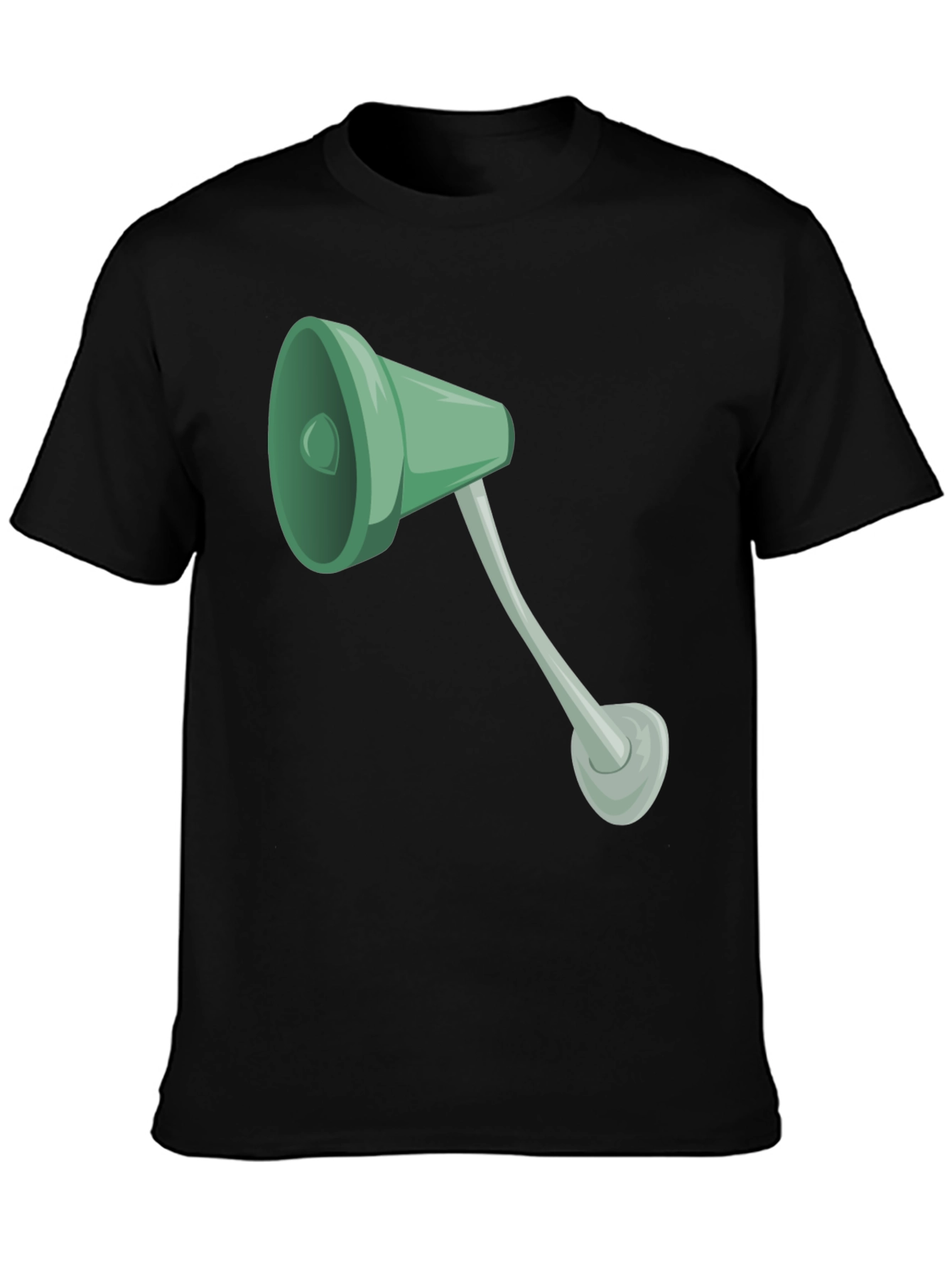 Black Tee with Cartoon Lamp Graphic