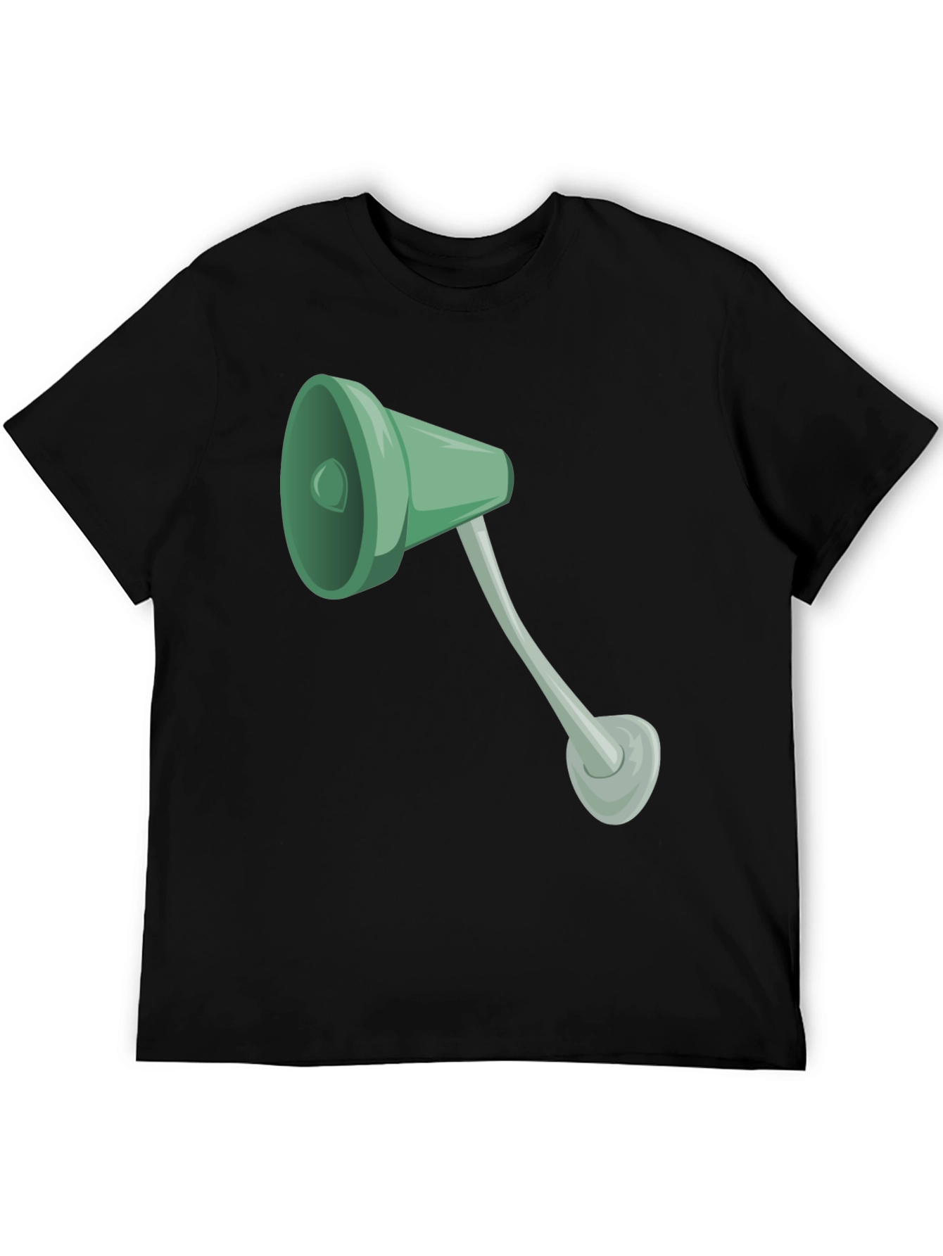 Black Tee with Cartoon Lamp Graphic