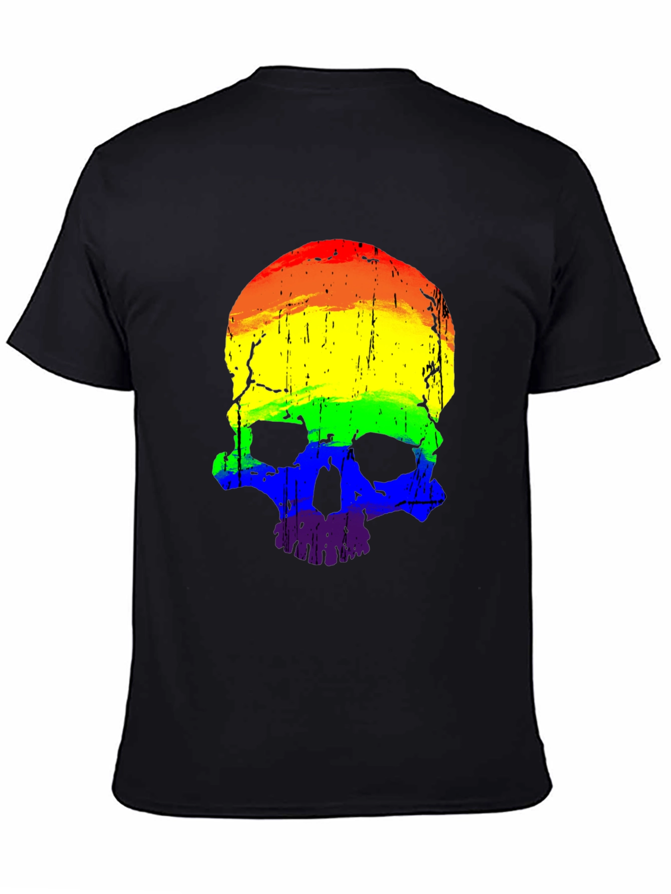 Rainbow Skull Graphic Tee - Mens Black T-Shirt