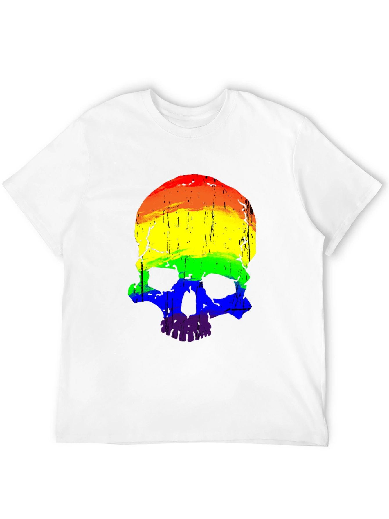 Rainbow Skull Graphic Tee - Mens Black T-Shirt