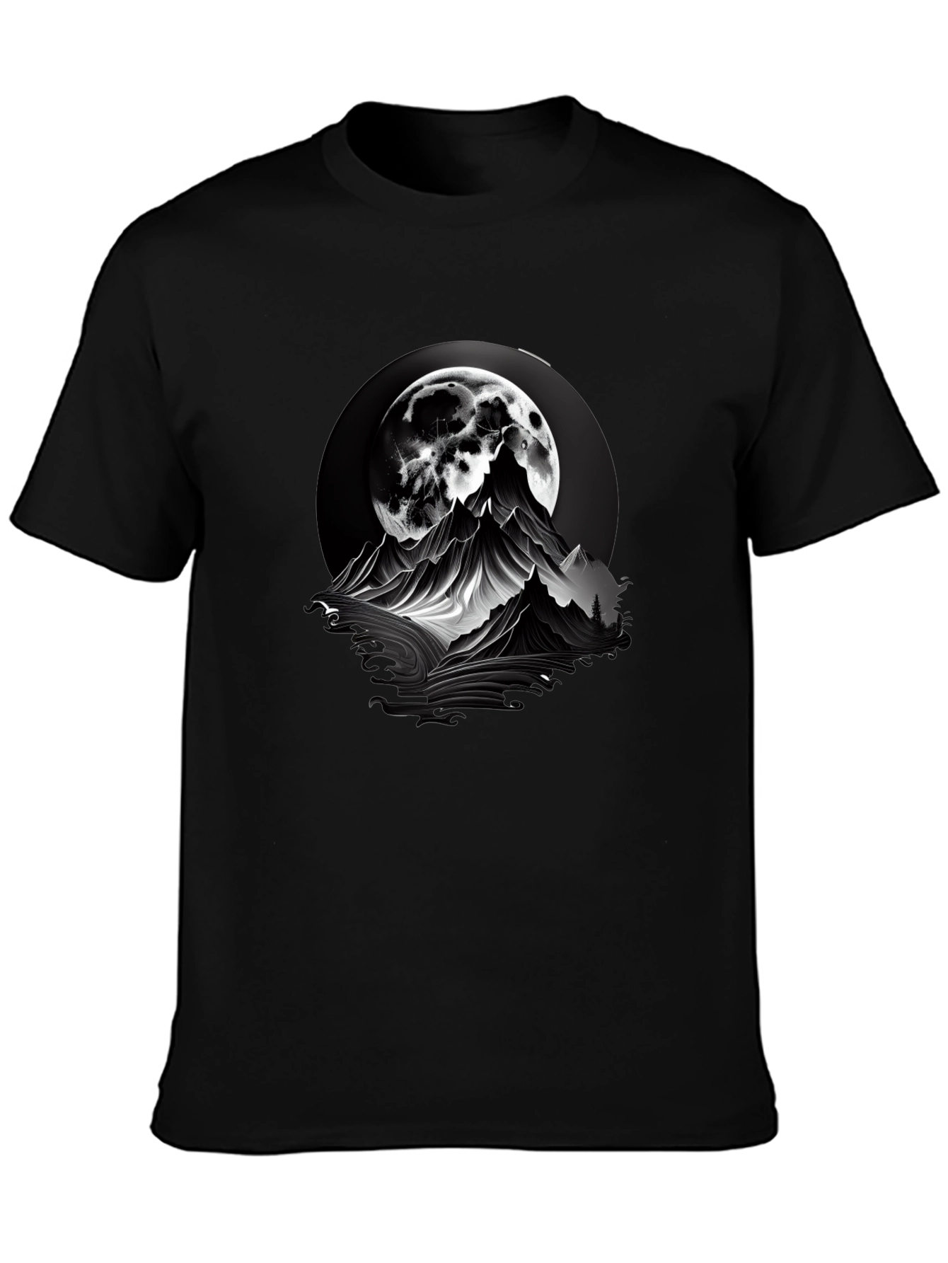 Mountain Moon Graphic Tee - Black