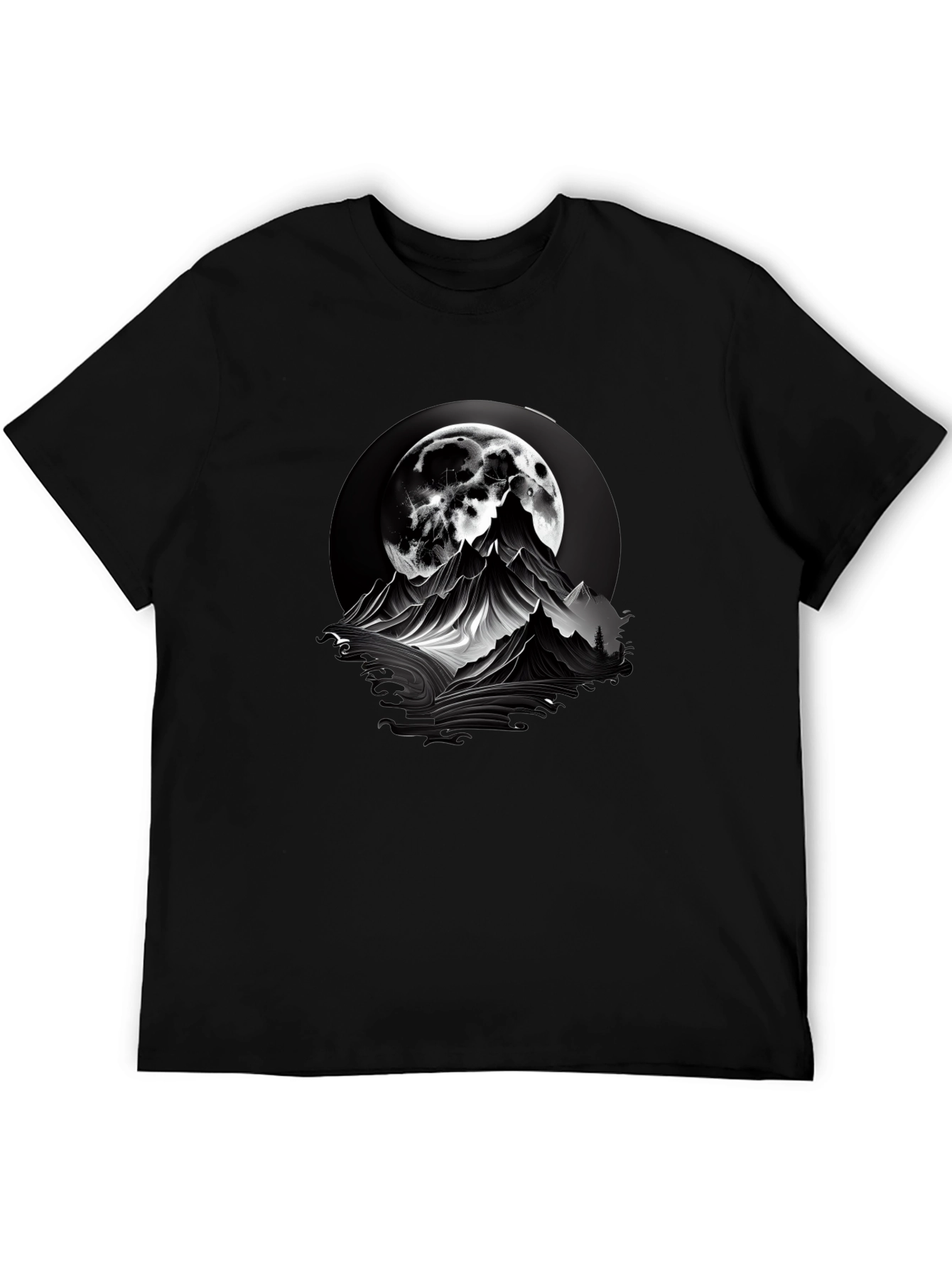 Mountain Moon Graphic Tee - Black
