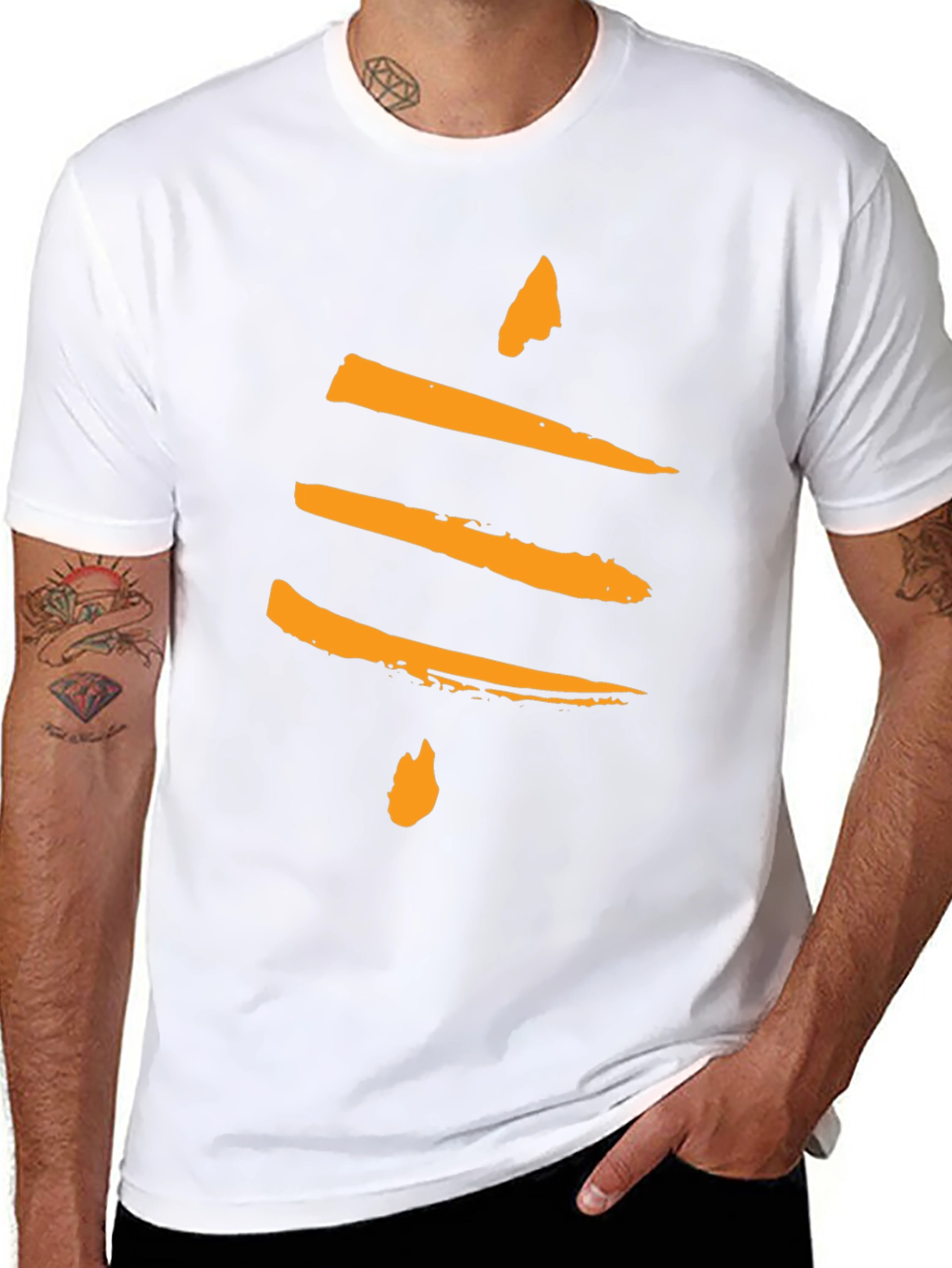 Abstract Brushstroke Design Black T-Shirt