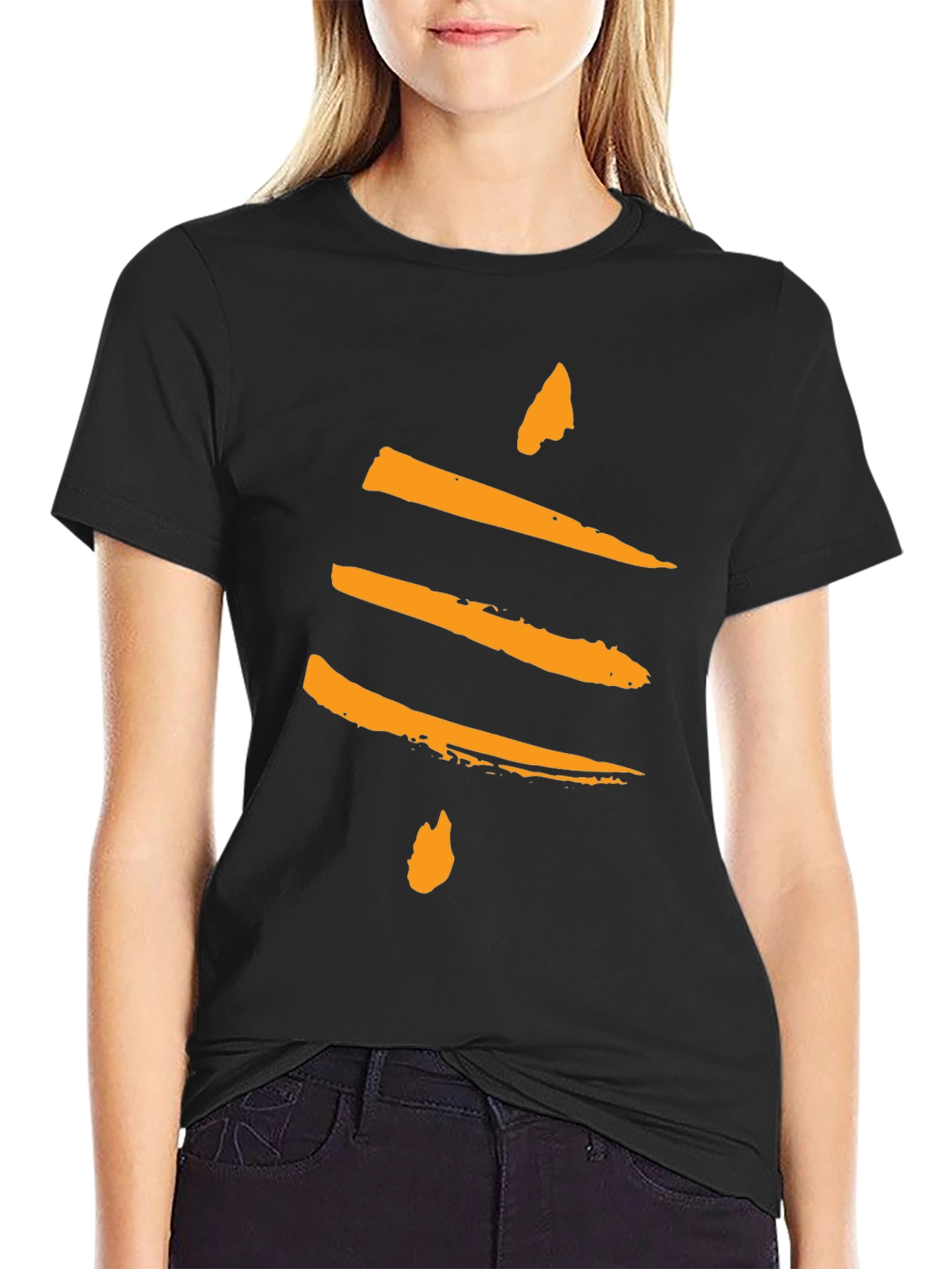 Abstract Brushstroke Design Black T-Shirt
