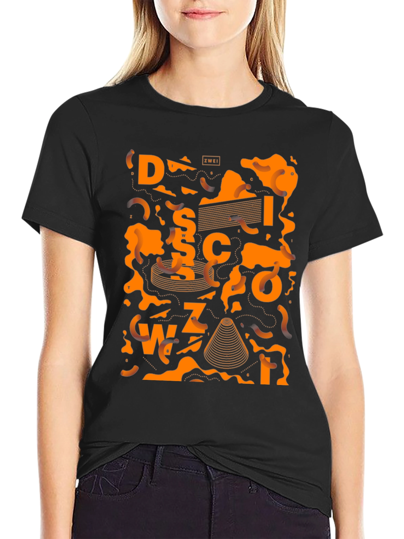 Abstract Graphic Tee - Black Cotton Blend