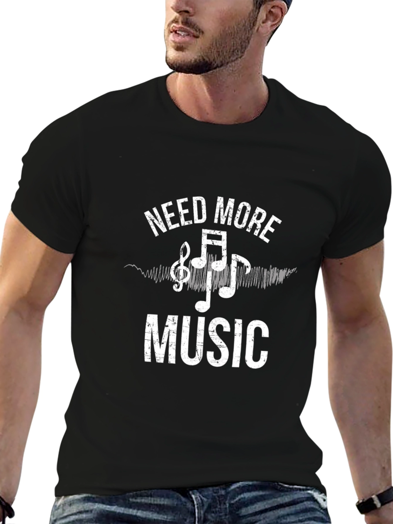 Need More Music Graphic T-Shirt - Casual Wear