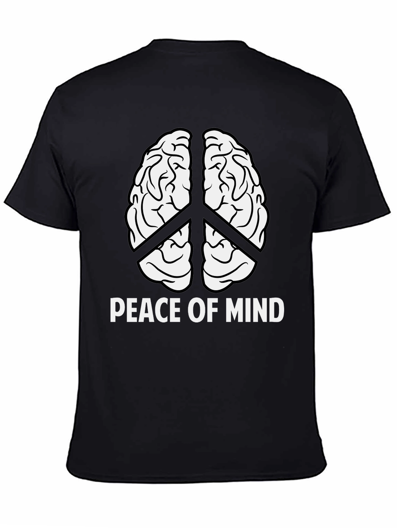 Peace of Mind Brain Peace Sign Black T-Shirt