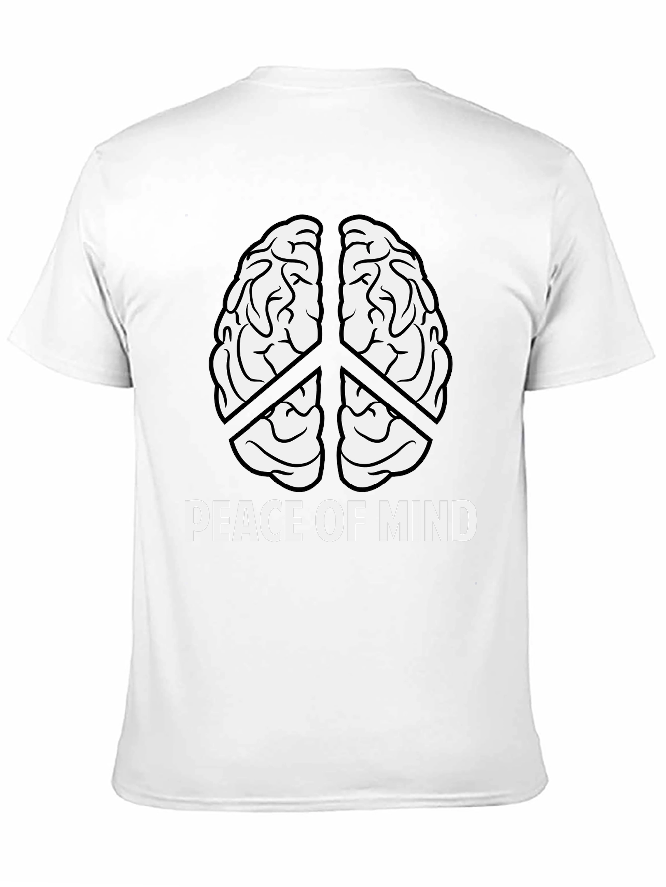 Peace of Mind Brain Peace Sign Black T-Shirt