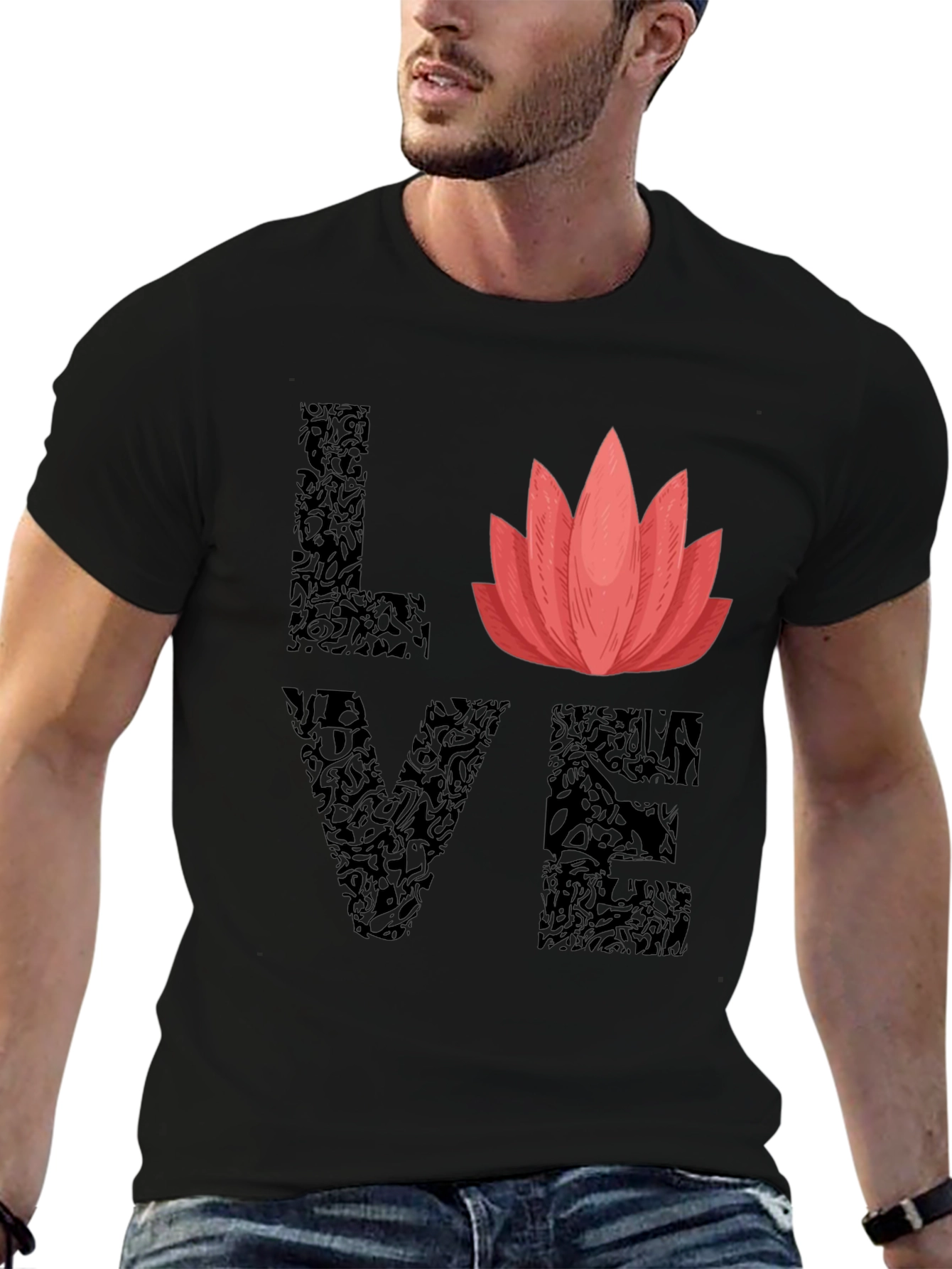 Love Lotus Flower Graphic T-Shirt - Stylish Comfort