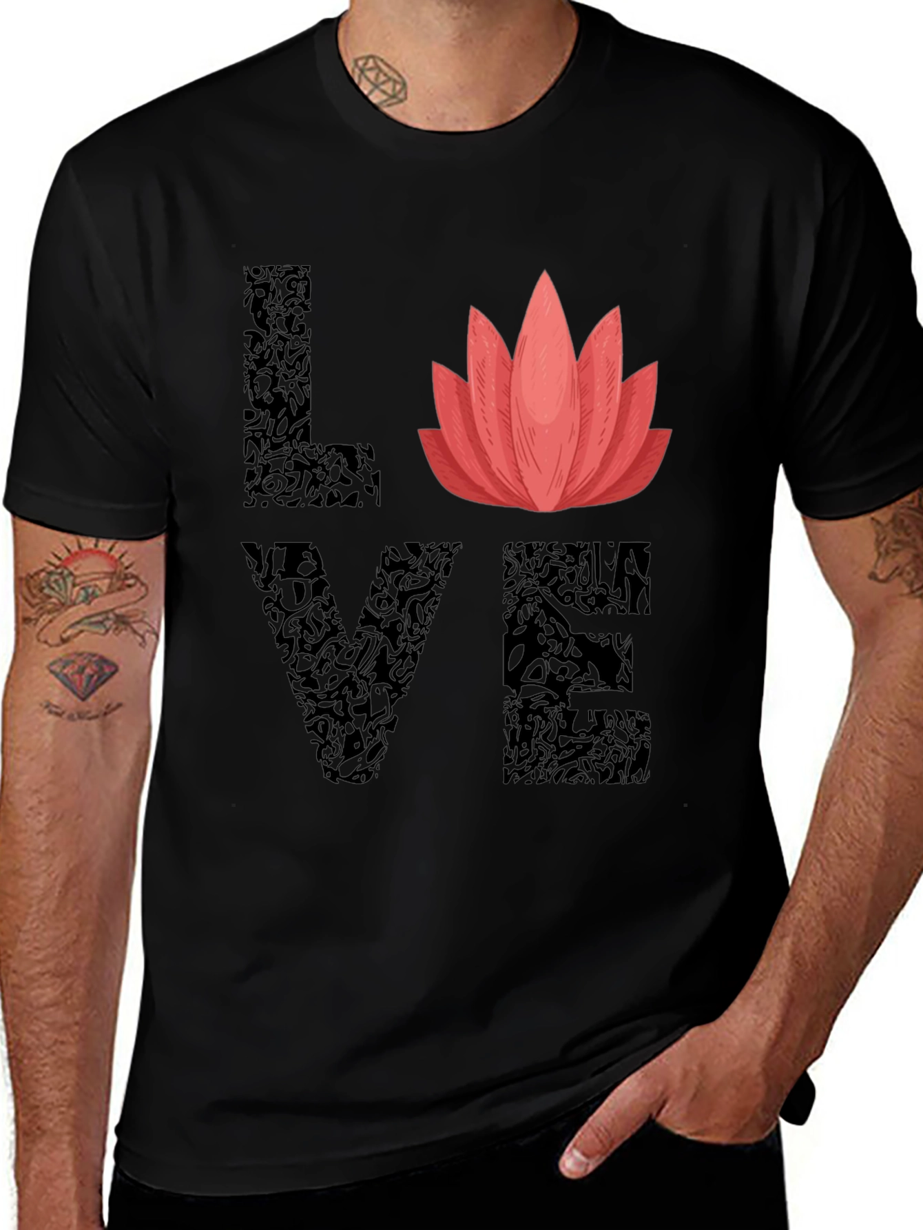 Love Lotus Flower Graphic T-Shirt - Stylish Comfort