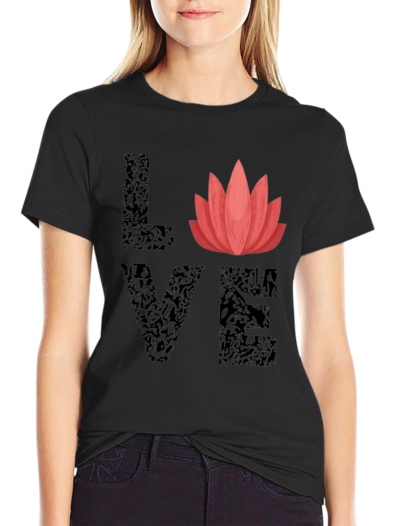 Love Lotus Flower Graphic T-Shirt - Stylish Comfort